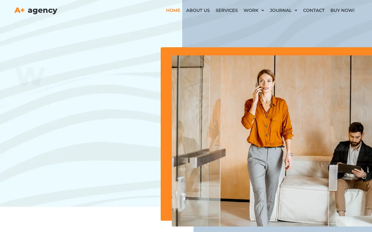 หน้าแรกของธีม A-Plus Creative Agency บนคอมพิวเตอร์