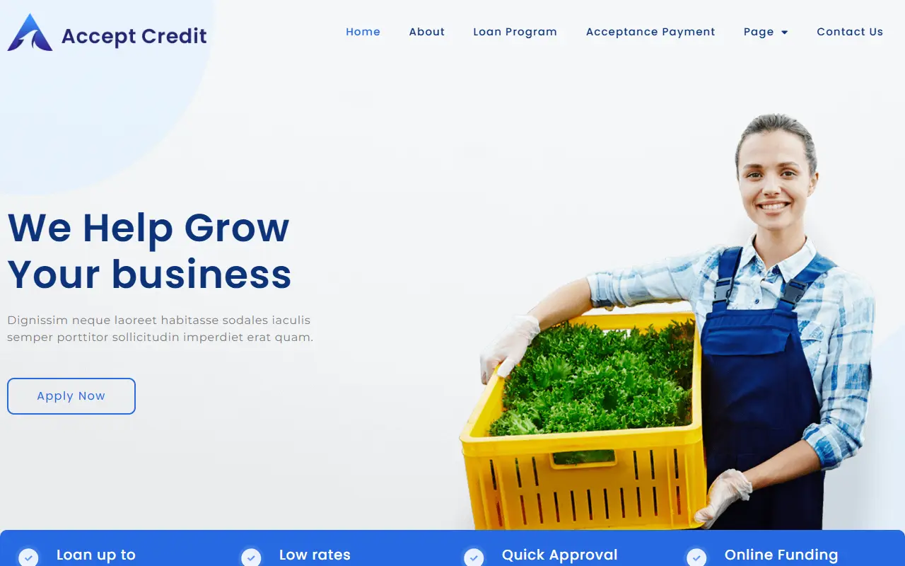 หน้าแรกของธีม Accept Credit บนคอมพิวเตอร์