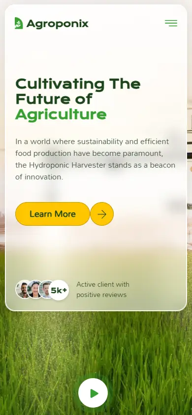 หน้าแรกของธีม Agroponix Hydroponic บนมือถือ