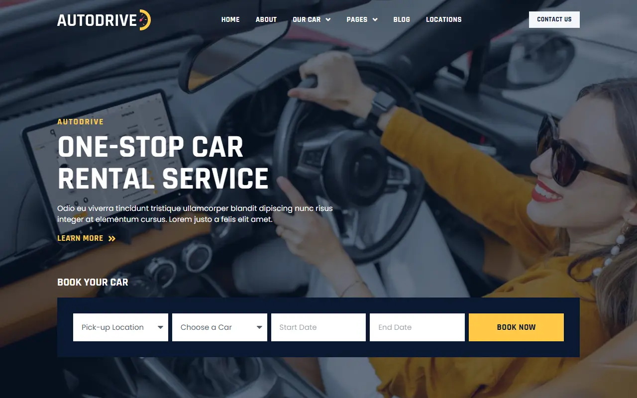 หน้าแรกของธีม Autodrive บนคอมพิวเตอร์