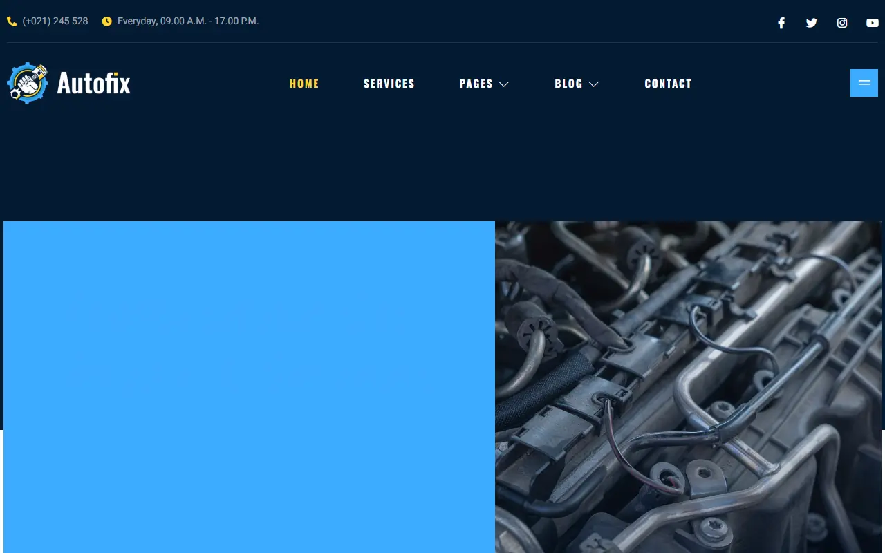 หน้าแรกของธีม Autofix – Car Repair บนคอมพิวเตอร์