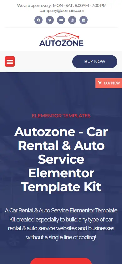 หน้าแรกของธีม Autozone บนมือถือ