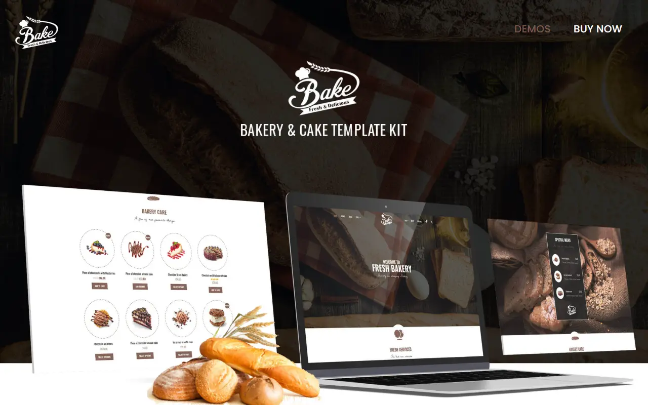 หน้าแรกของธีม Bake บนคอมพิวเตอร์