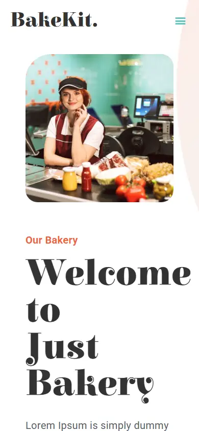 หน้าแรกของธีม Bakekit บนมือถือ