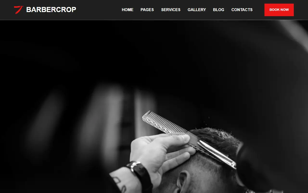 หน้าแรกของธีม Barbercrop Hairdressing บนคอมพิวเตอร์