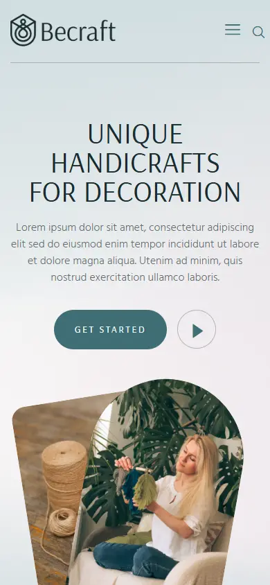 หน้าแรกของธีม Becraft Handicraft บนมือถือ