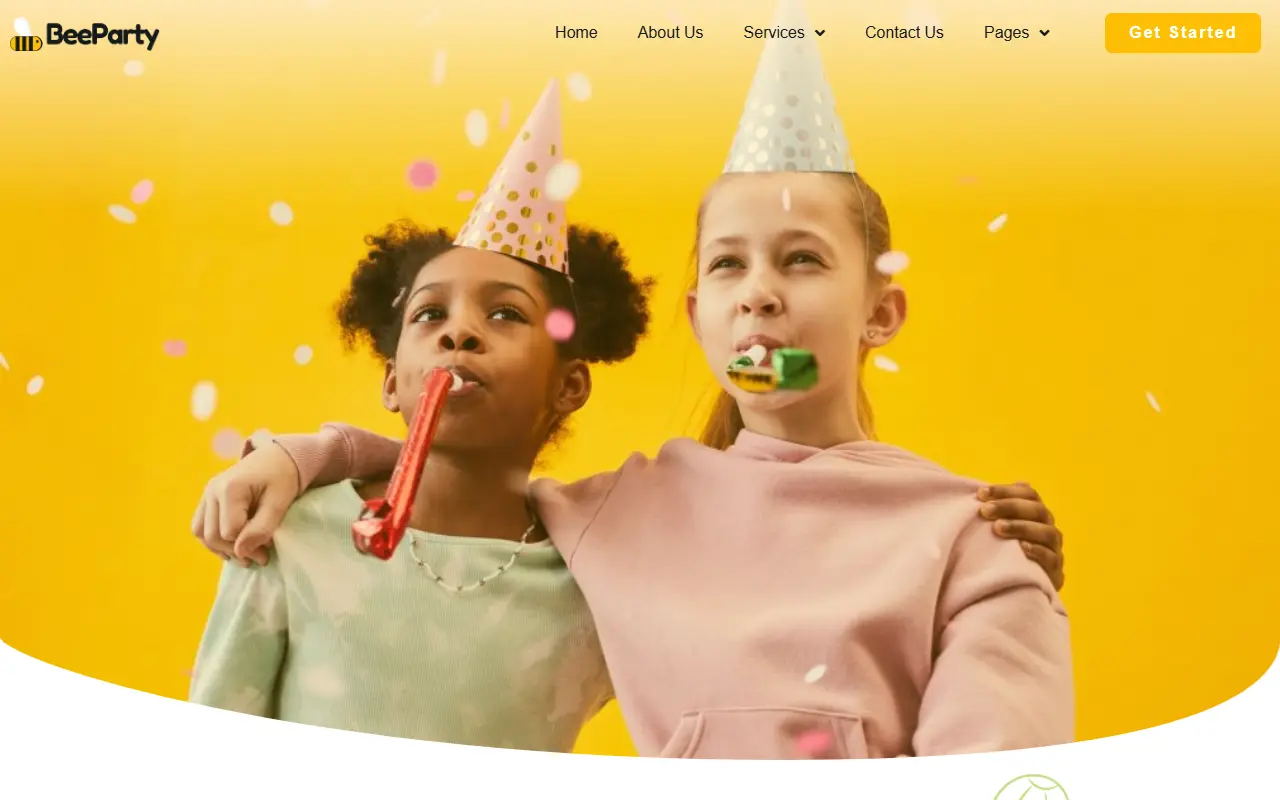 หน้าแรกของธีม BeeParty บนคอมพิวเตอร์