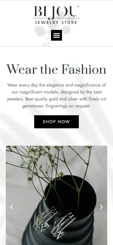 หน้าแรกของธีม Bijou บนมือถือ