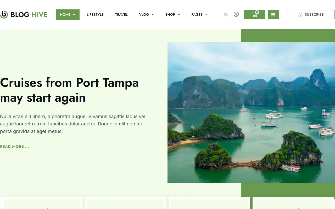 หน้าแรกของธีม Blog Hive บนคอมพิวเตอร์