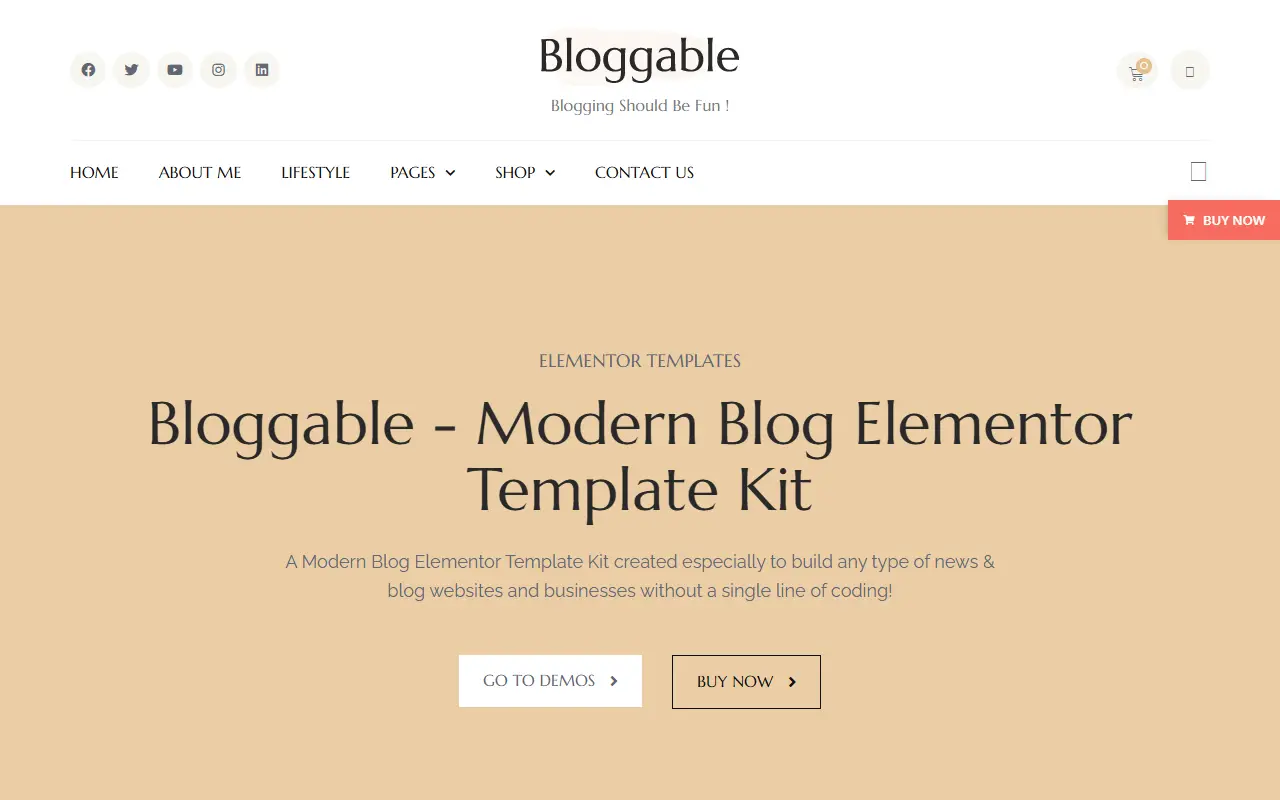 หน้าแรกของธีม Bloggable บนคอมพิวเตอร์