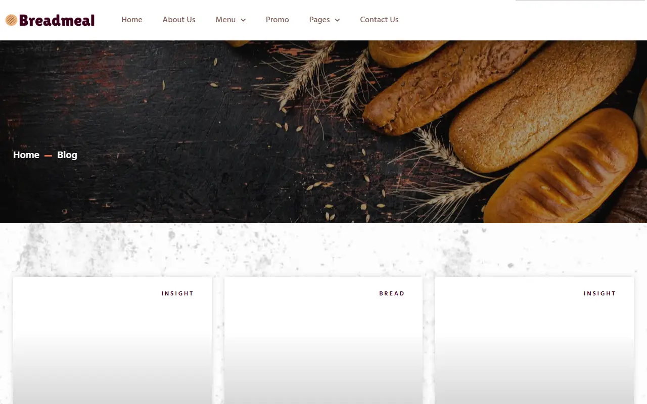 หน้าแรกของธีม BreadMeal บนคอมพิวเตอร์