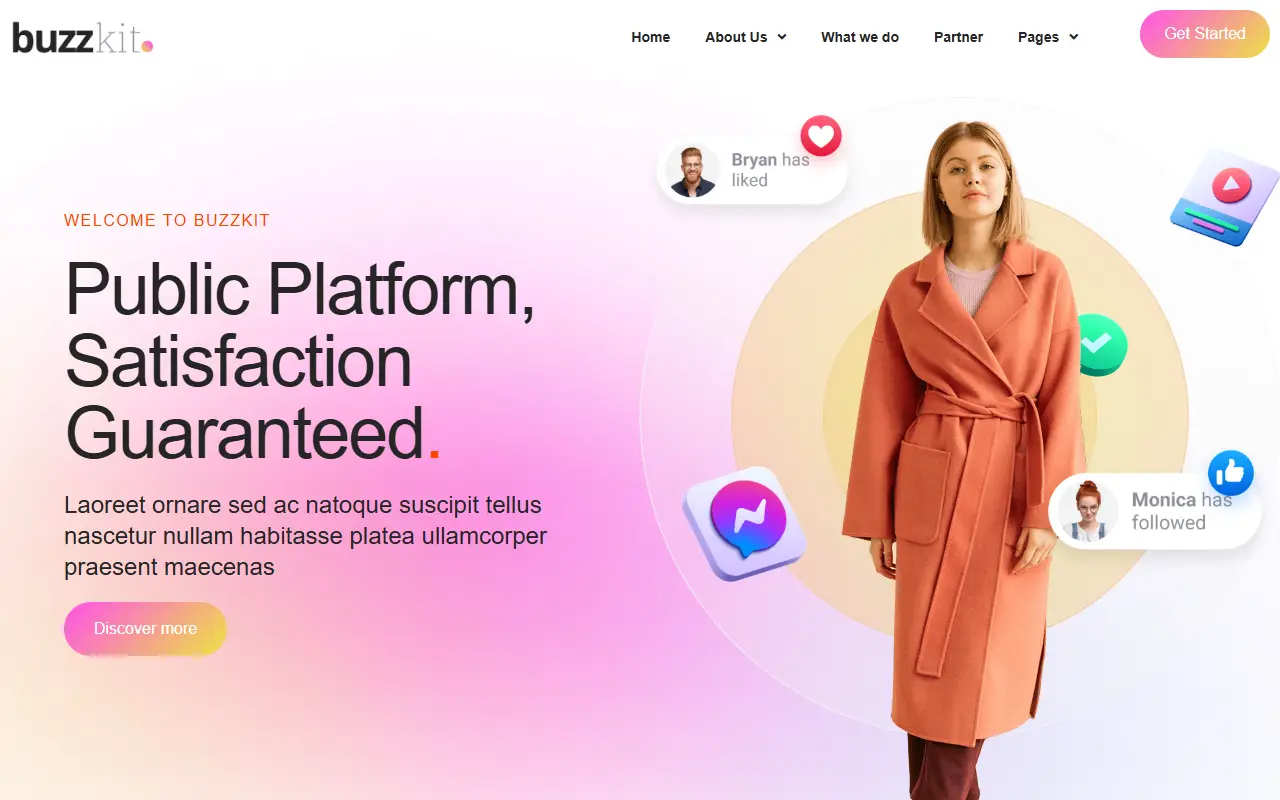 หน้าแรกของธีม Buzzkit บนคอมพิวเตอร์