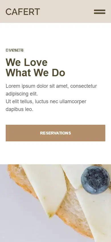 หน้าแรกของธีม Cafert Cafe and Restaurant บนมือถือ