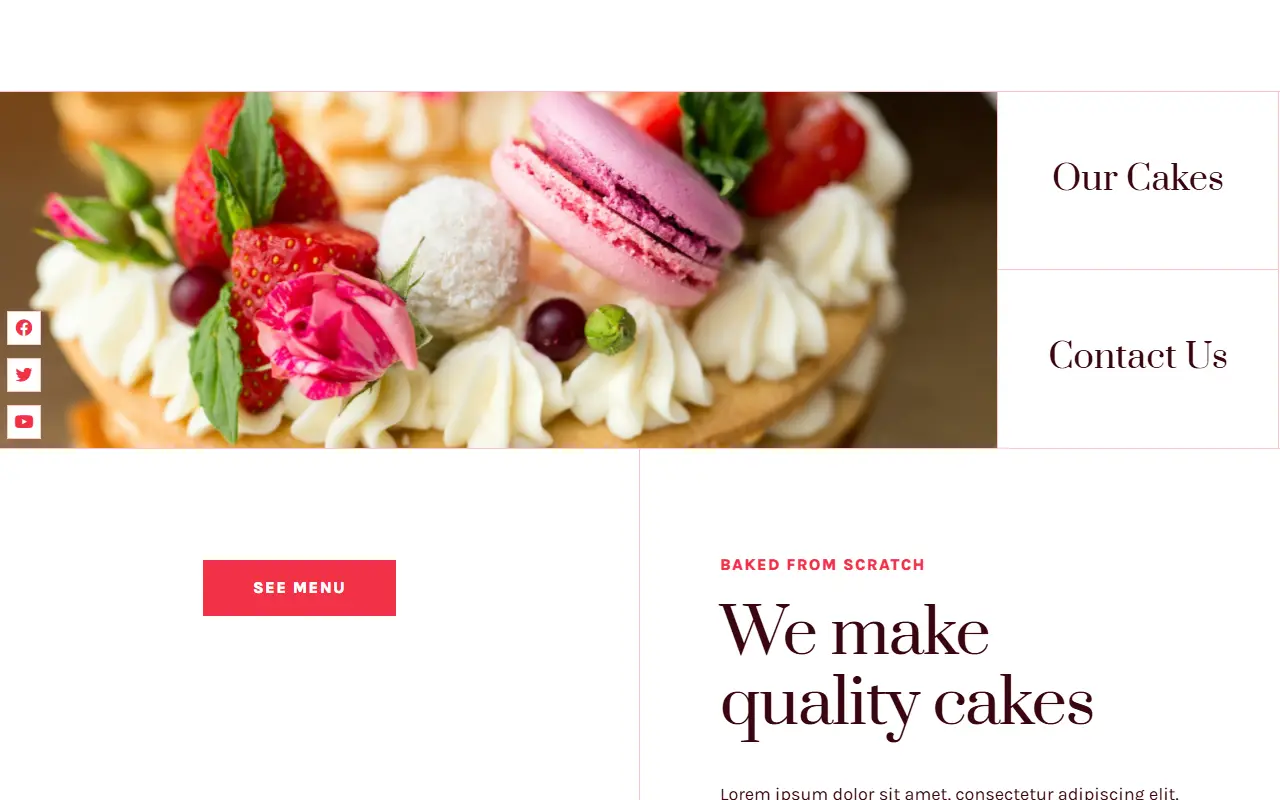 หน้าแรกของธีม Cake Boutique บนคอมพิวเตอร์