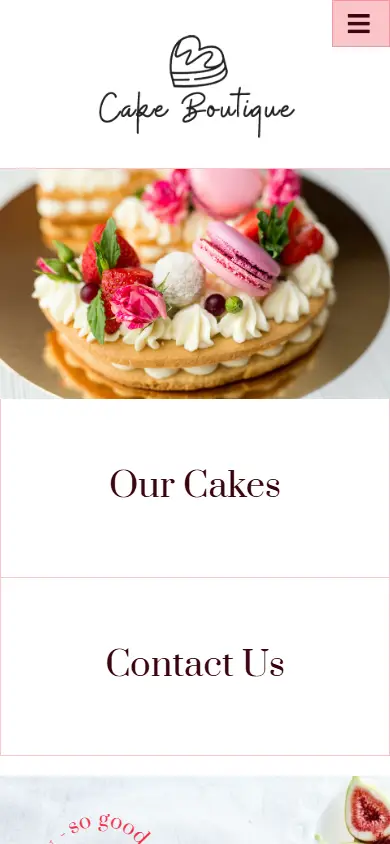 หน้าแรกของธีม Cake Boutique บนมือถือ