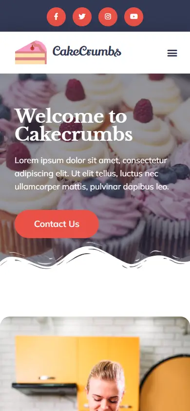 หน้าแรกของธีม Cakecrumbs บนมือถือ