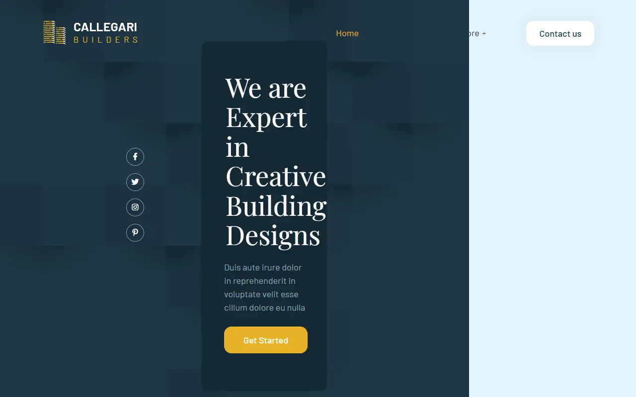 หน้าแรกของธีม Callegari Builders - บนคอมพิวเตอร์