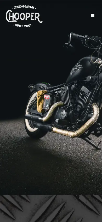 หน้าแรกของธีม Chooper – Custom Motorcycle Garage บนมือถือ