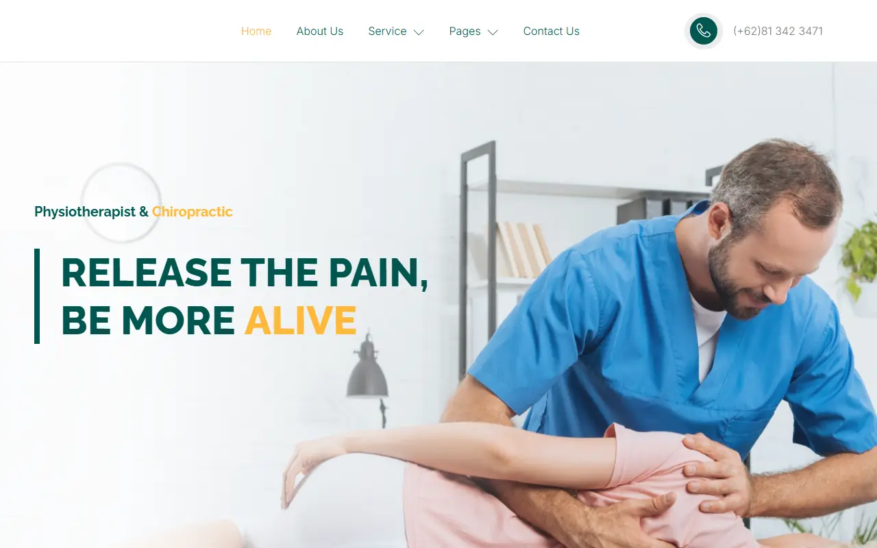 หน้าแรกของธีม Chyro Chiropractic บนคอมพิวเตอร์