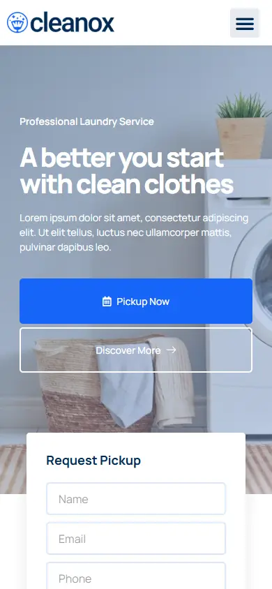 หน้าแรกของธีม Cleanox บนมือถือ