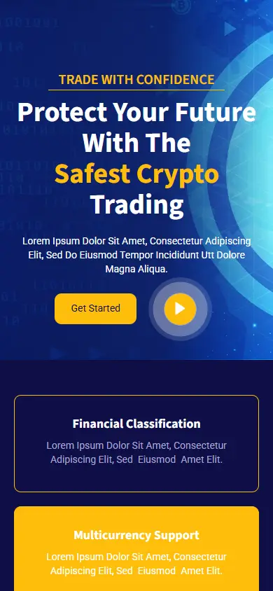 หน้าแรกของธีม Coinpulse บนมือถือ
