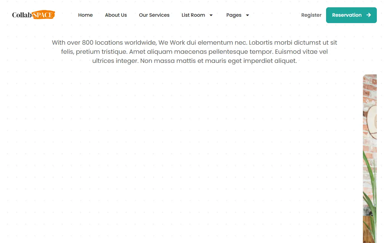 หน้าแรกของธีม Collabspace บนคอมพิวเตอร์