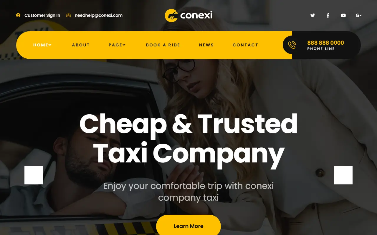 หน้าแรกของธีม Conexi บนคอมพิวเตอร์