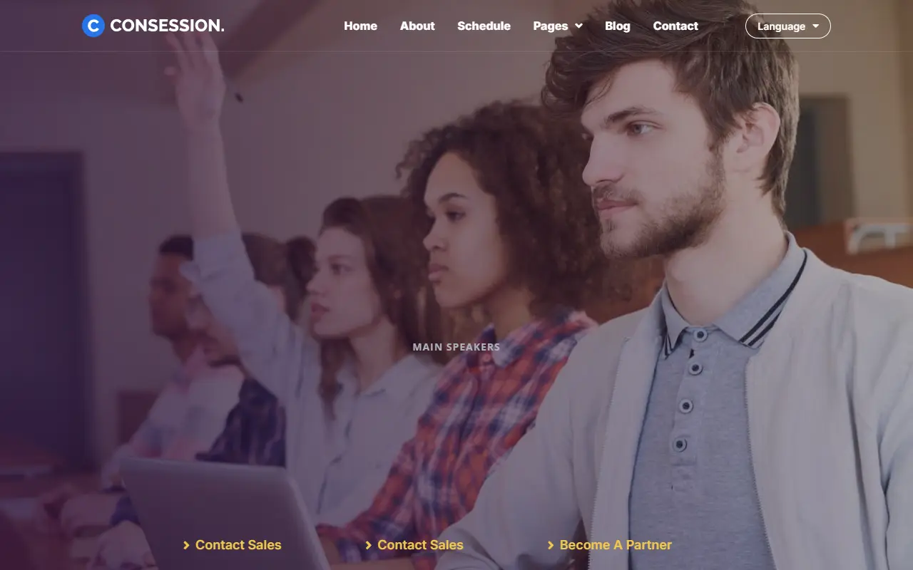 หน้าแรกของธีม Consession บนคอมพิวเตอร์