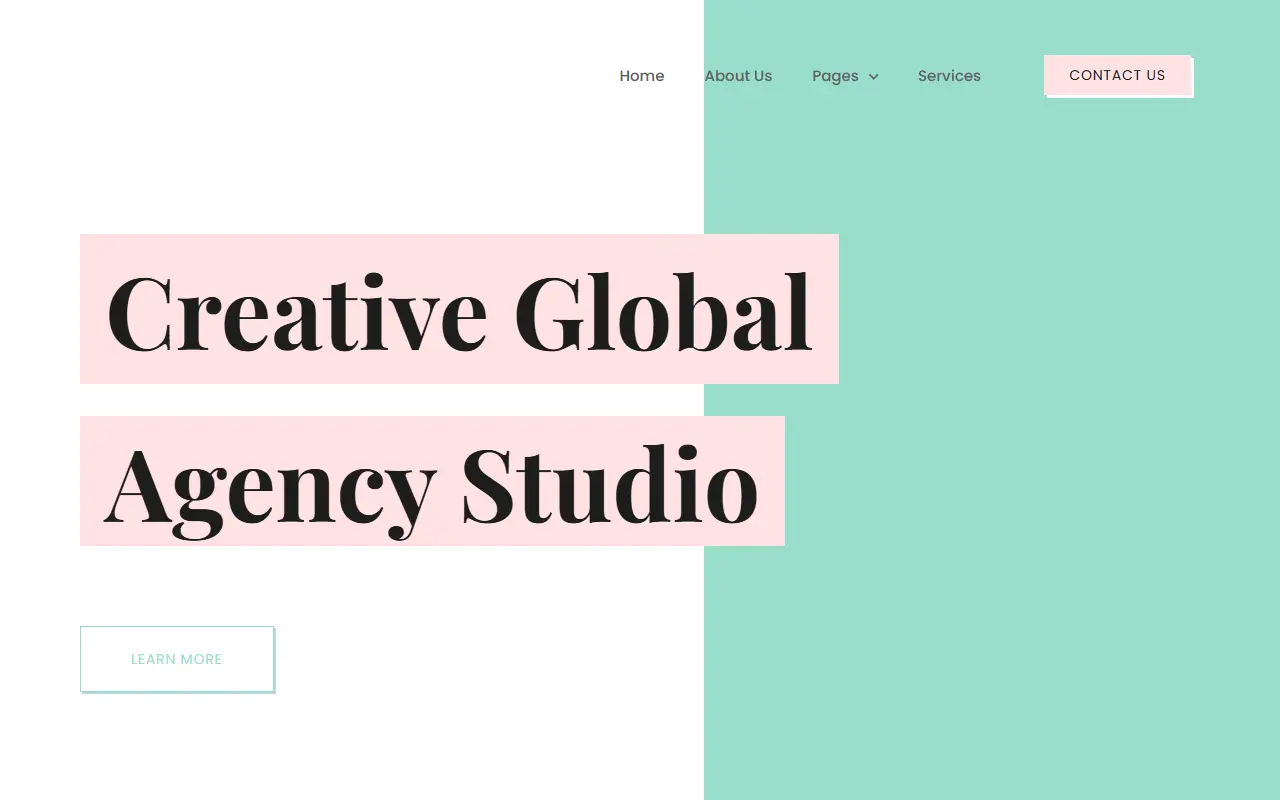 หน้าแรกของธีม Creativa บนคอมพิวเตอร์