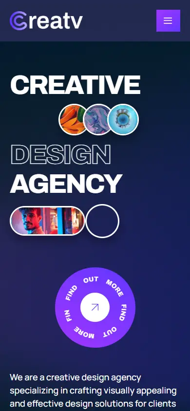 หน้าแรกของธีม Creatv Creative Design Agency บนมือถือ