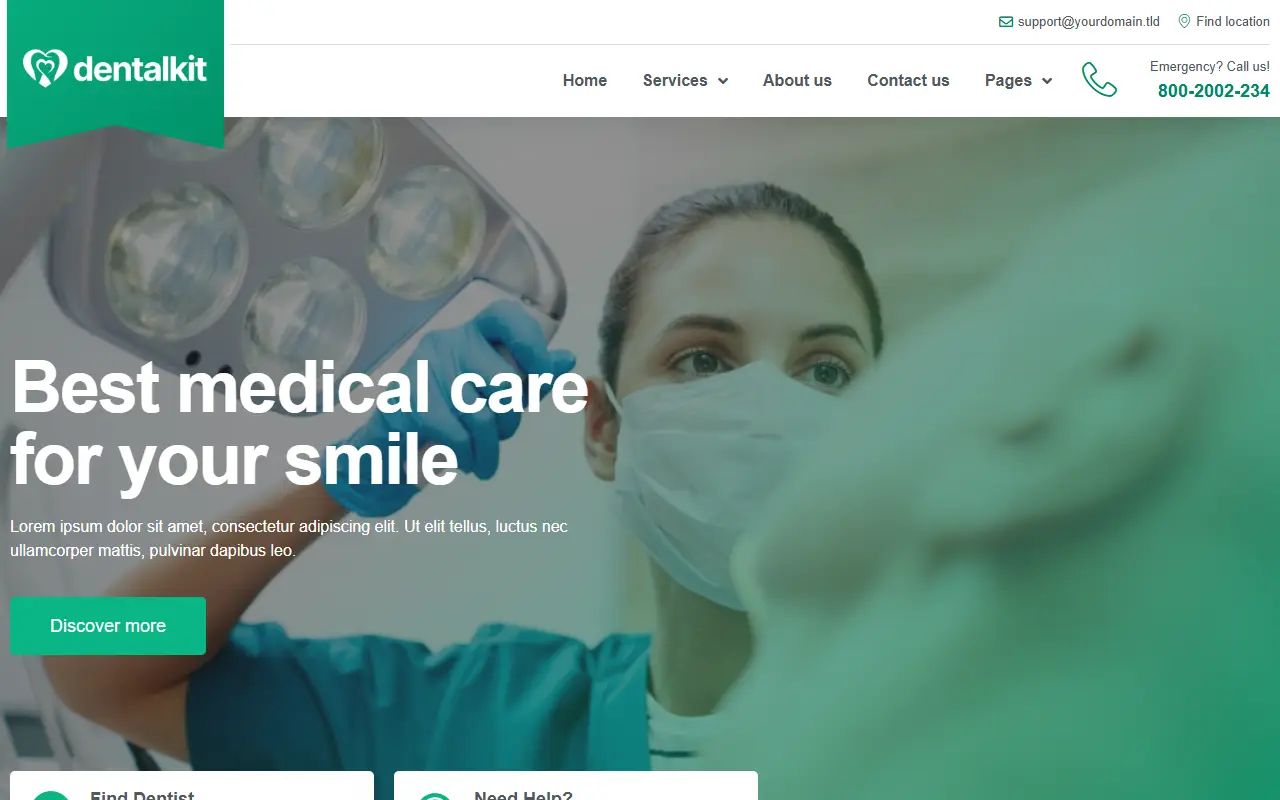 หน้าแรกของธีม Dentalkit บนคอมพิวเตอร์