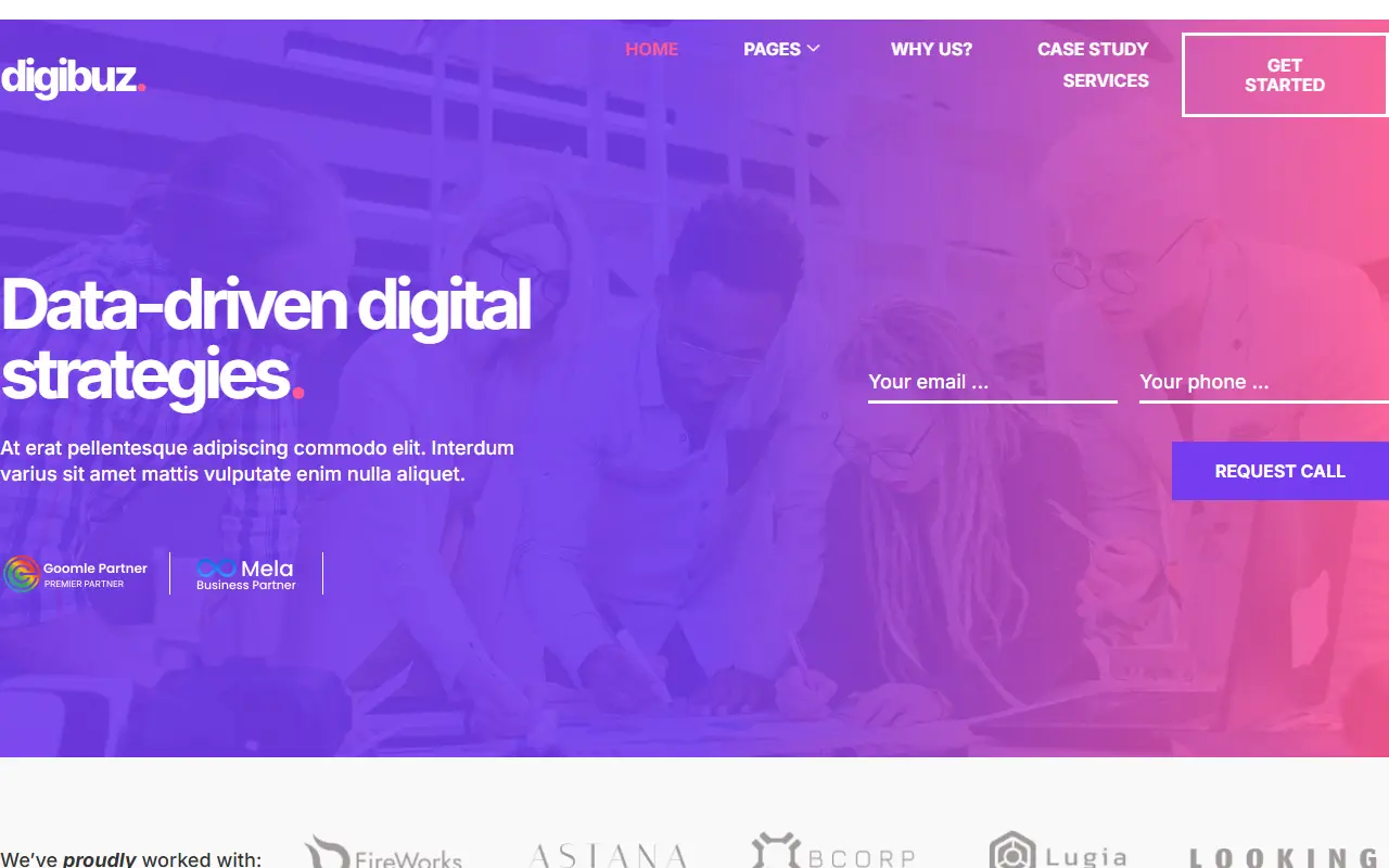 หน้าแรกของธีม Digibuz บนคอมพิวเตอร์