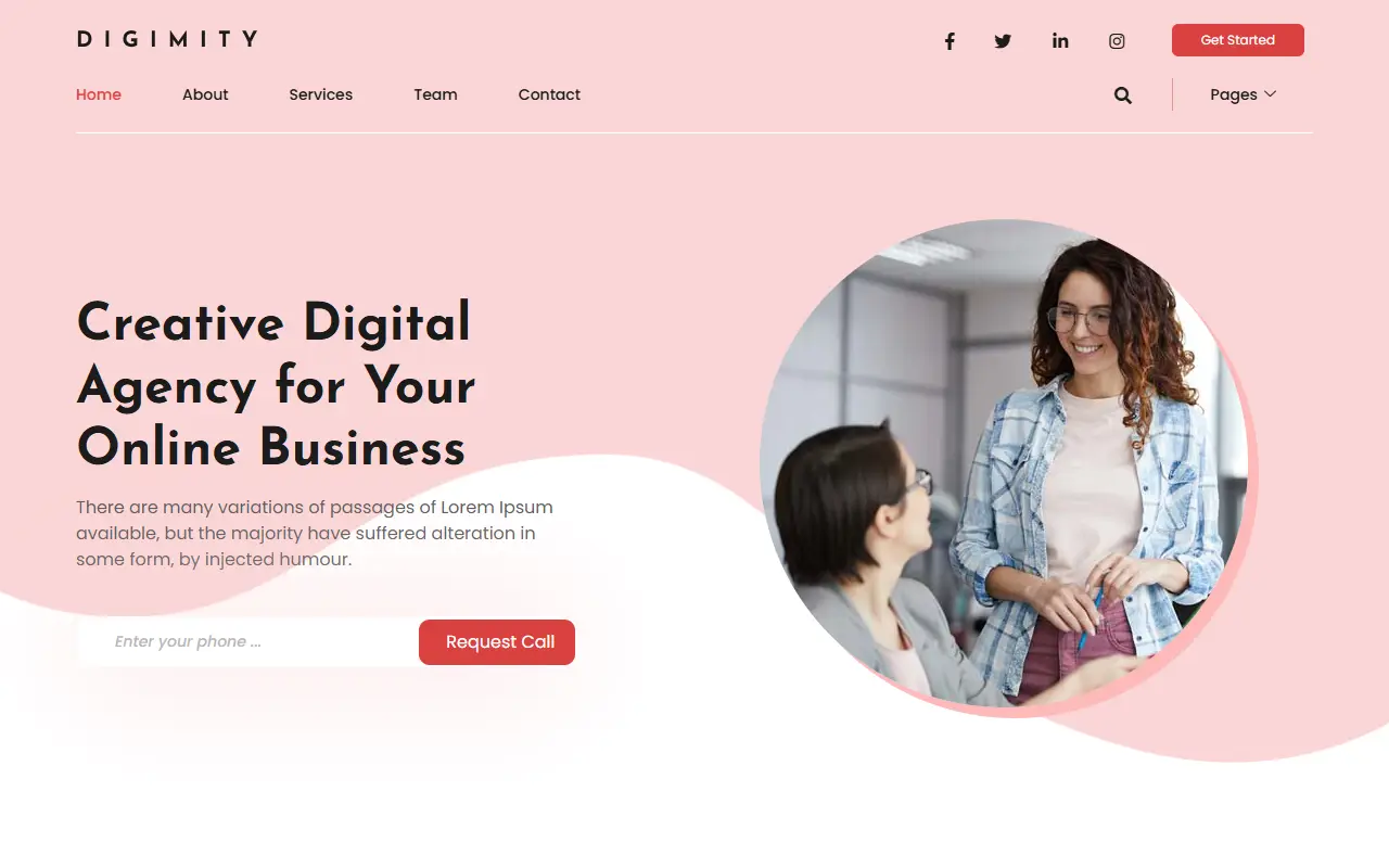 หน้าแรกของธีม Digimity บนคอมพิวเตอร์