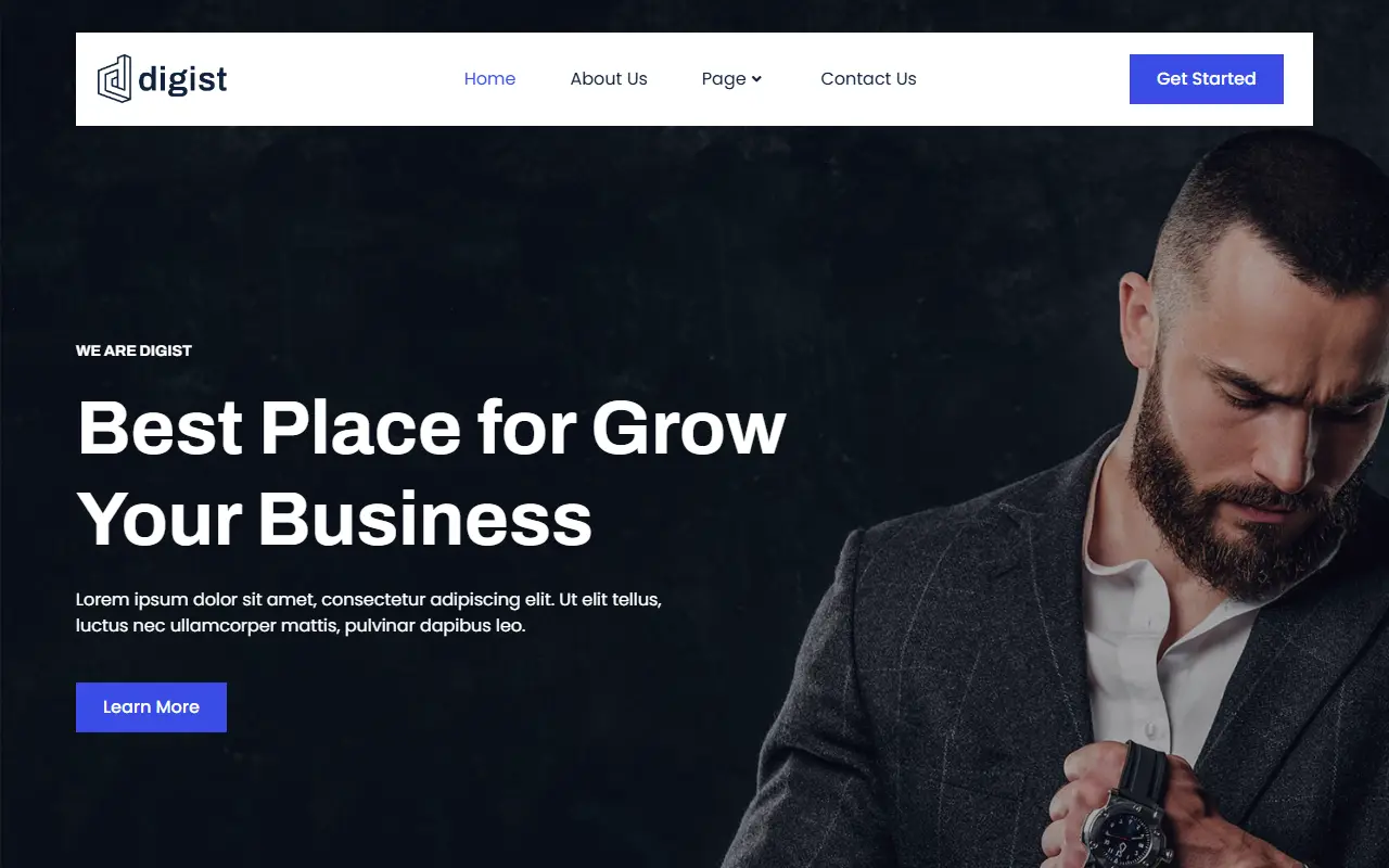หน้าแรกของธีม Digist Digital Marketing Agency บนคอมพิวเตอร์