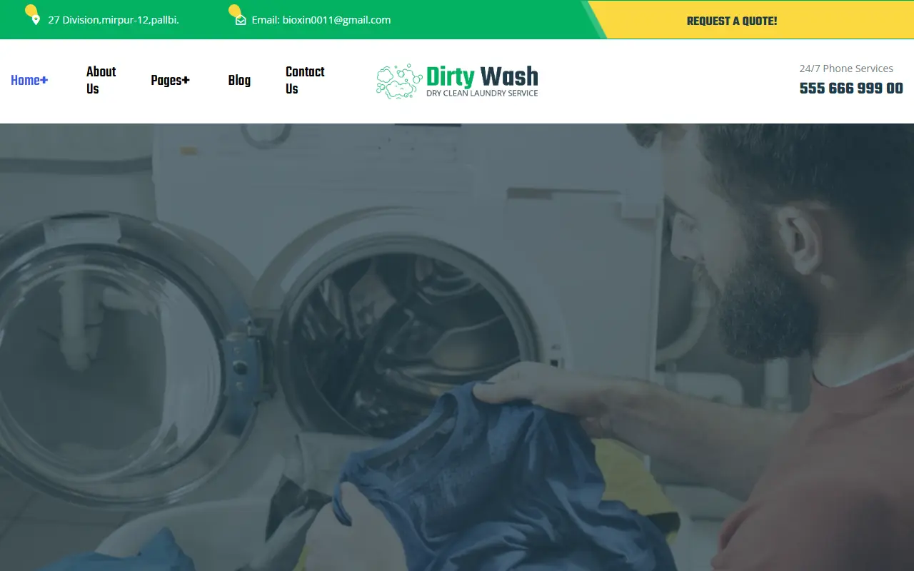 หน้าแรกของธีม DirtyWash บนคอมพิวเตอร์