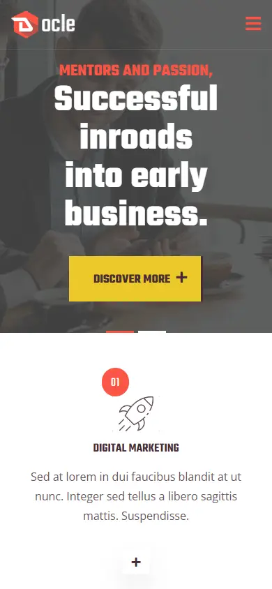 หน้าแรกของธีม Docle Digital Agency Services บนมือถือ