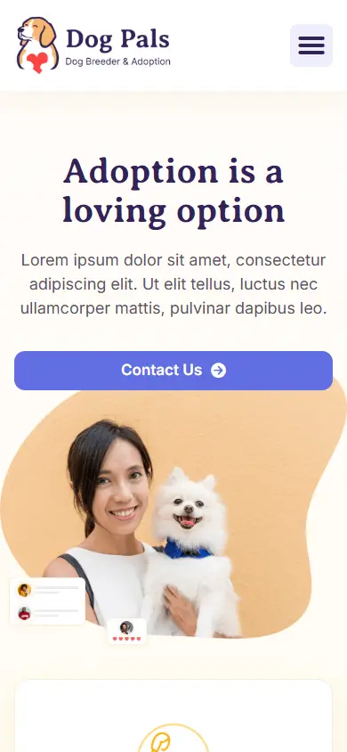 หน้าแรกของธีม Dog Pals บนมือถือ