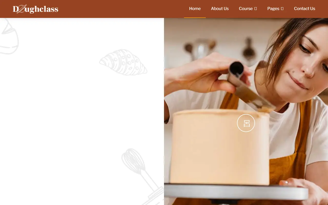 หน้าแรกของธีม Doughclass Baking บนคอมพิวเตอร์