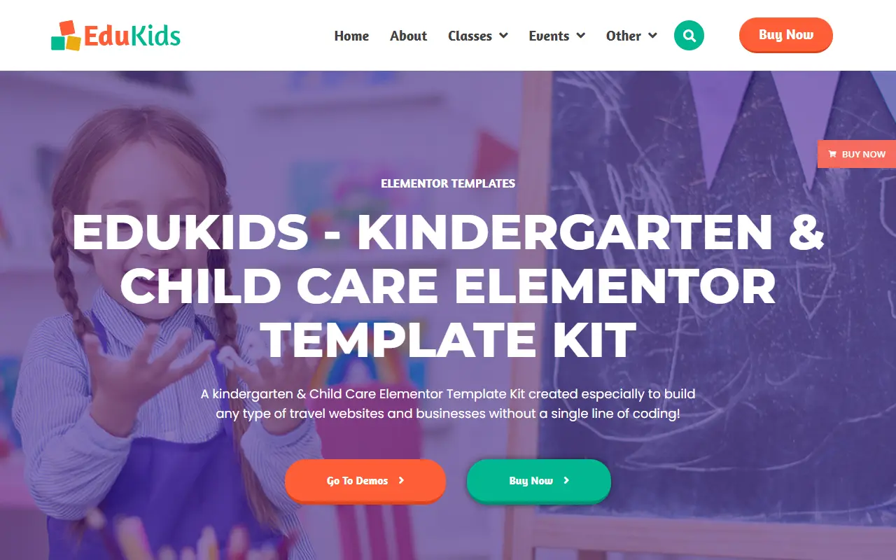 หน้าแรกของธีม Edukids Kindergarten บนคอมพิวเตอร์