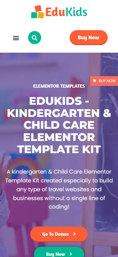 หน้าแรกของธีม Edukids Kindergarten บนมือถือ