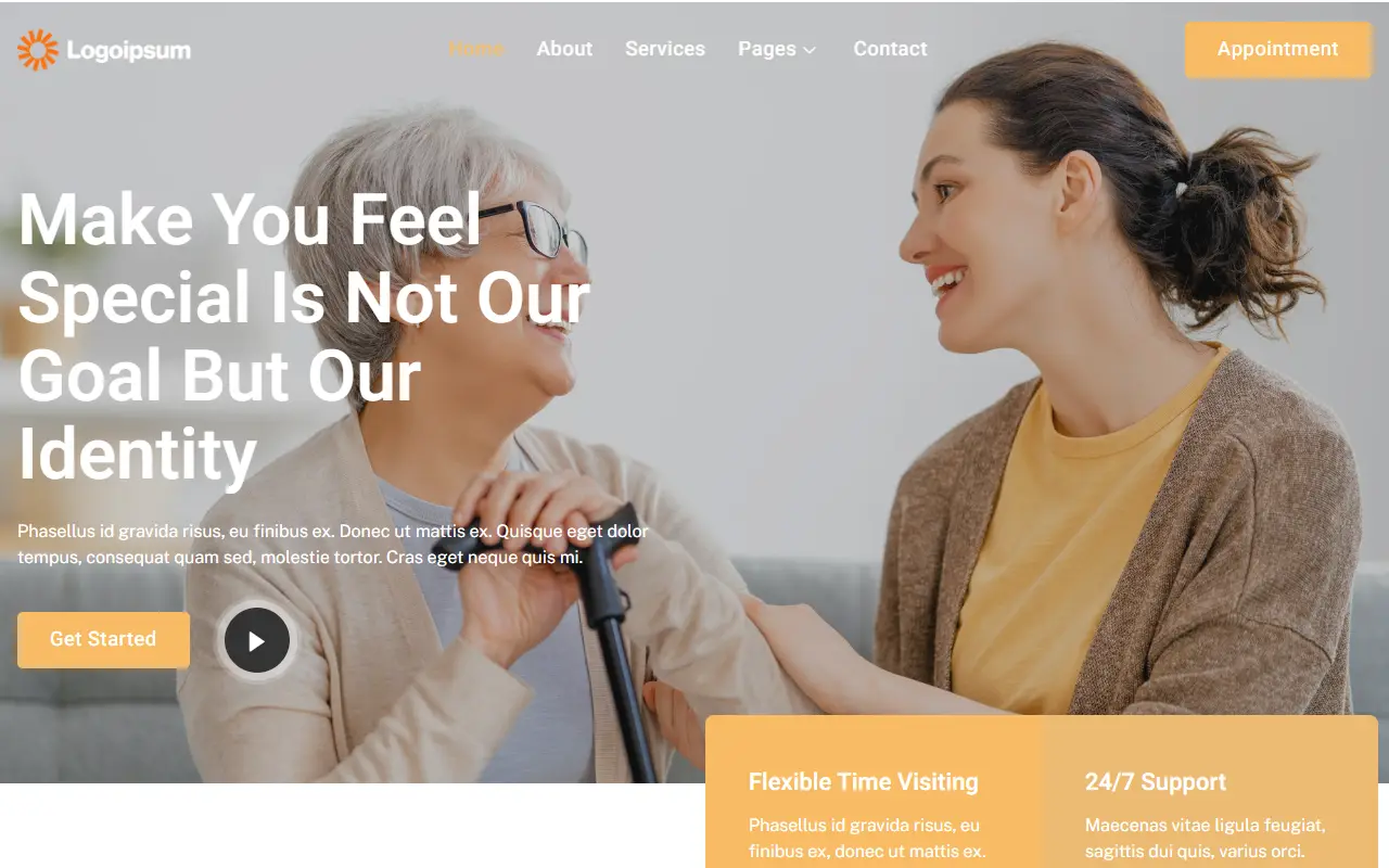 หน้าแรกของธีม Elderly บนคอมพิวเตอร์
