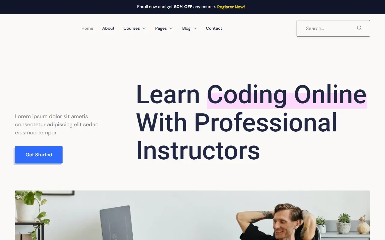 หน้าแรกของธีม Encode Online Programming บนคอมพิวเตอร์