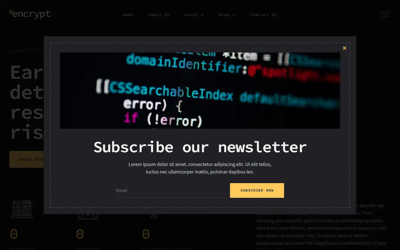 หน้าแรกของธีม Encrypt บนคอมพิวเตอร์