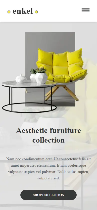 หน้าแรกของธีม Enkel Furniture Company บนมือถือ