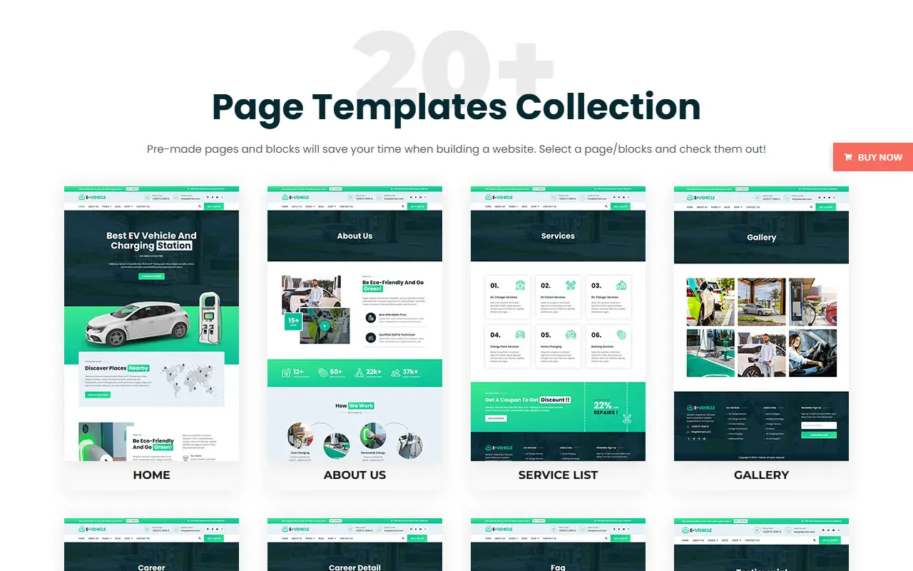 หน้าแรกของธีม EVehicle บนคอมพิวเตอร์
