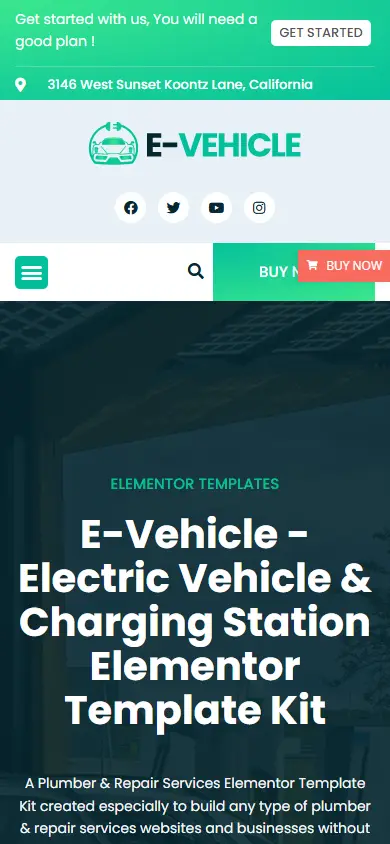 หน้าแรกของธีม EVehicle บนมือถือ