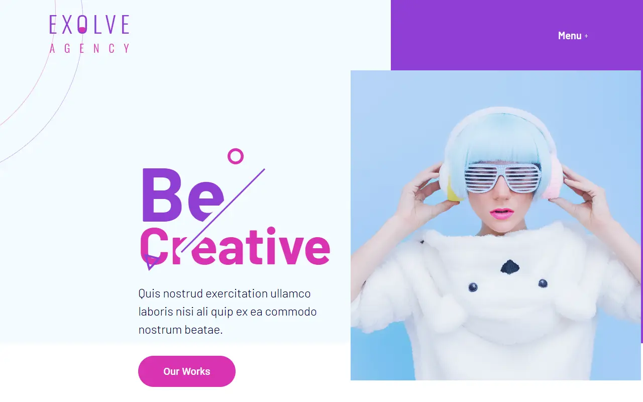 หน้าแรกของธีม Exolve บนคอมพิวเตอร์