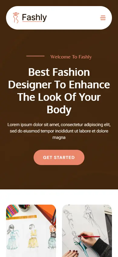 หน้าแรกของธีม Fashly Fashion บนมือถือ