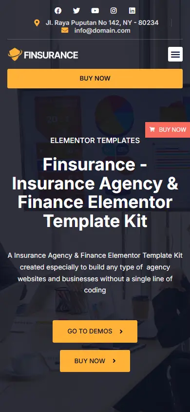 หน้าแรกของธีม Finsurance บนมือถือ