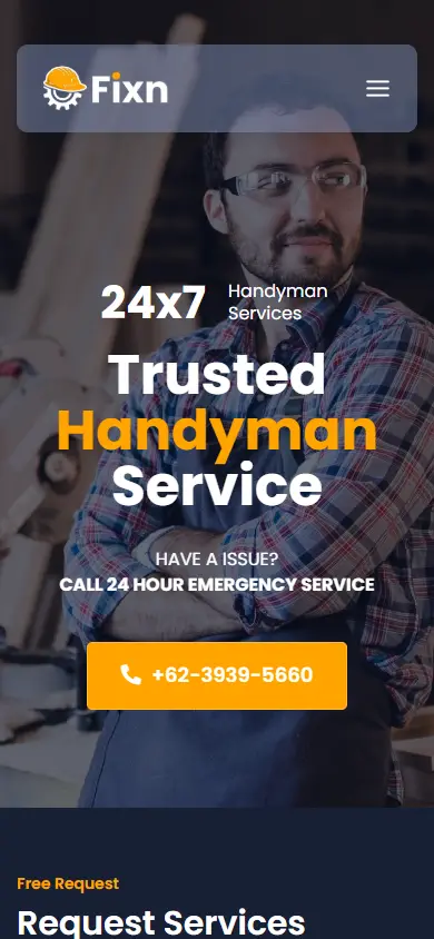 หน้าแรกของธีม Fixn Handyman บนมือถือ